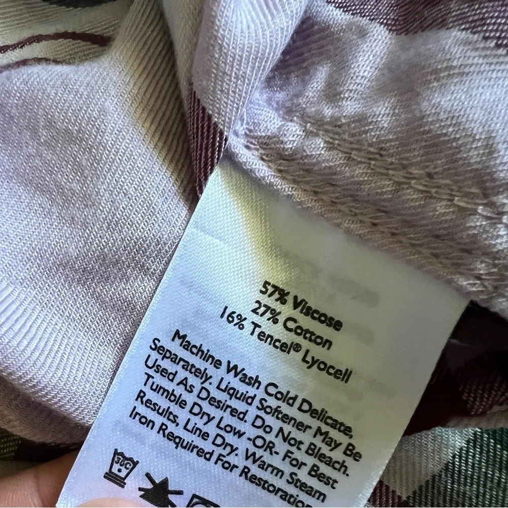 Eddie Bauer Pastel Plaid Flannel Top - Small - Picture 5 of 6